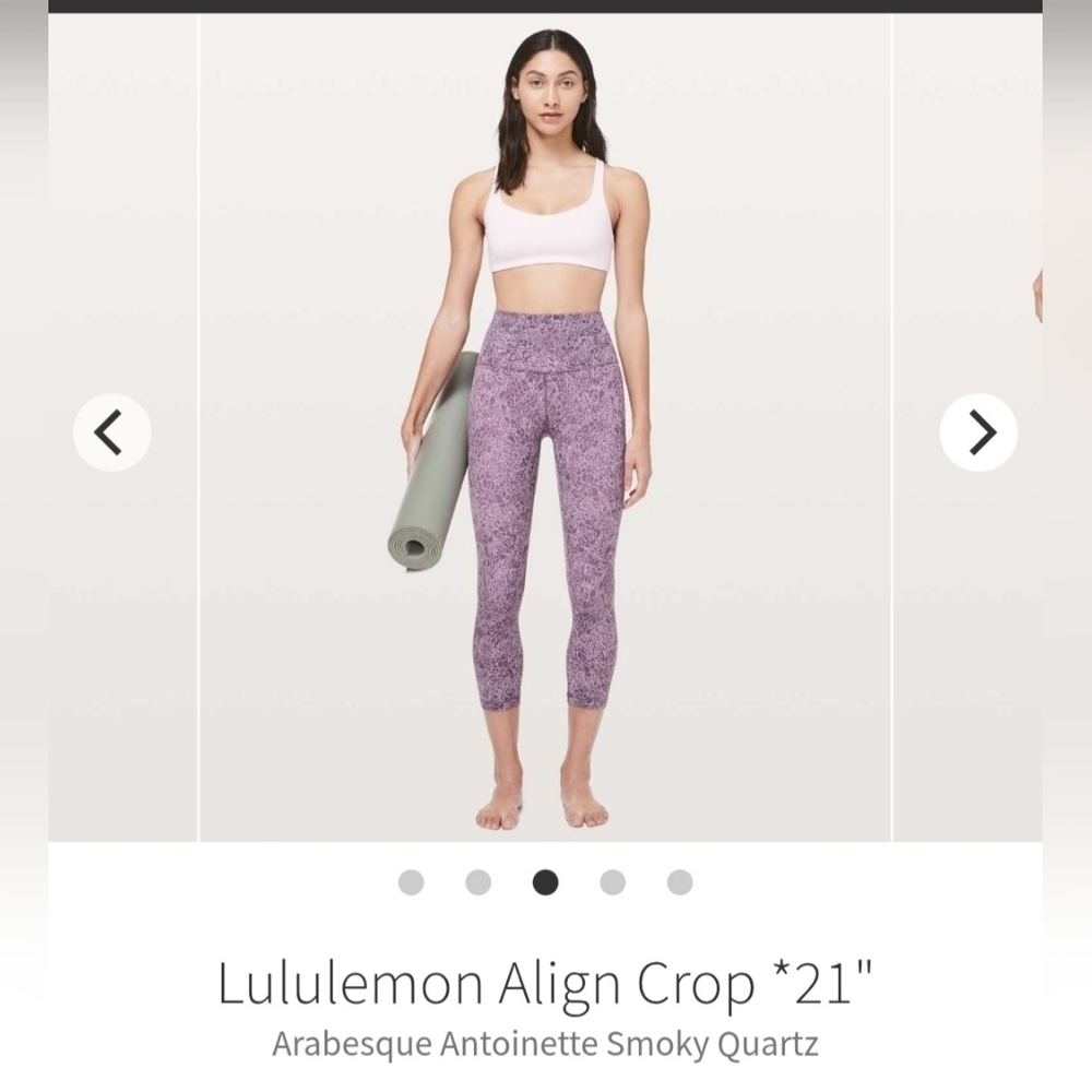 Lululemon Athletica, 21" Align Crop Purple Floral Leggings, women's Sz 8 yoga